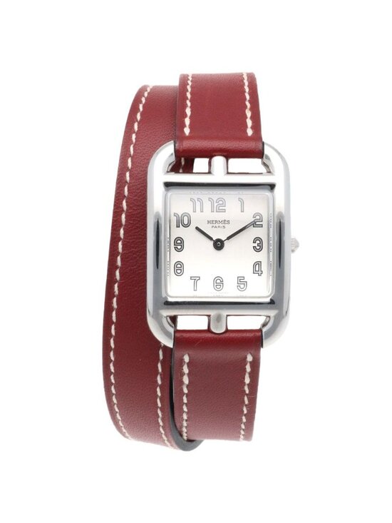 Hermès Cape Cod Tonneau Quartz Watch Double Tour Strap Hermes Cape Cod Watch Stainless Steel Quartz
